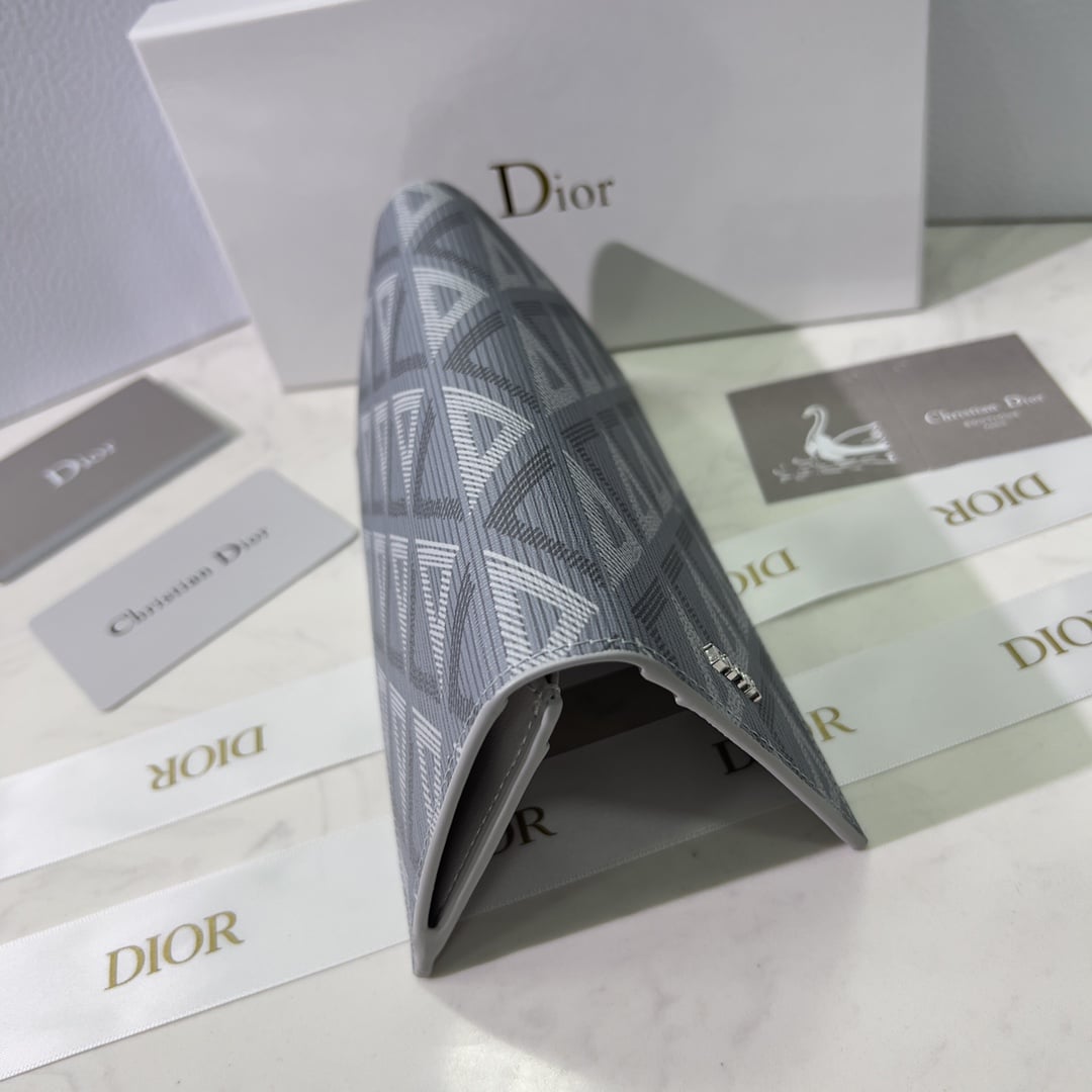 DIOR VERTICAL LONG WALLET GREY CD DIAMOND CANVAS 2ESBC002DCO H42E - Image 5