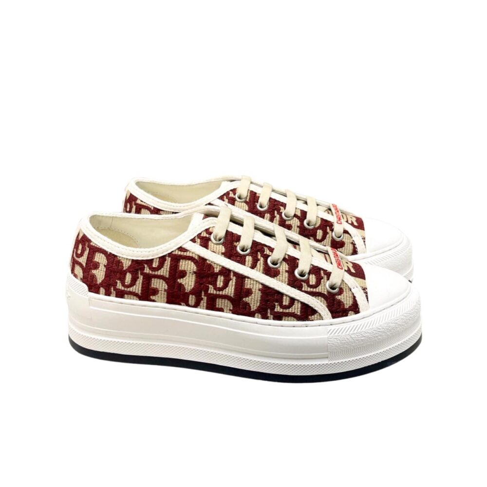 DIOR WALK'N'DIOR PLATFORM SNEAKER BURGUNDY STONE DIOR OBLIQUE EMBROIDERED COTTON