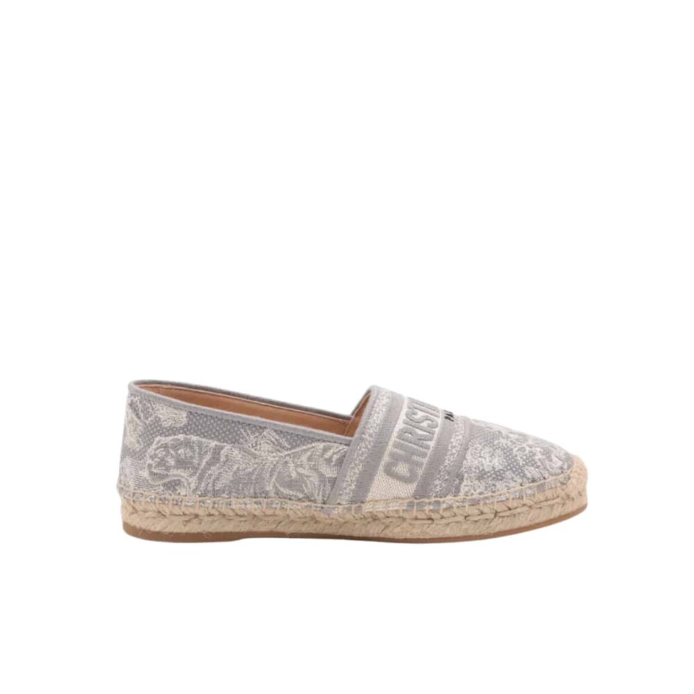 DIOR FABRIC GRANVILLE ESPADRILLE EMBROIDERED COTTON GRAY
