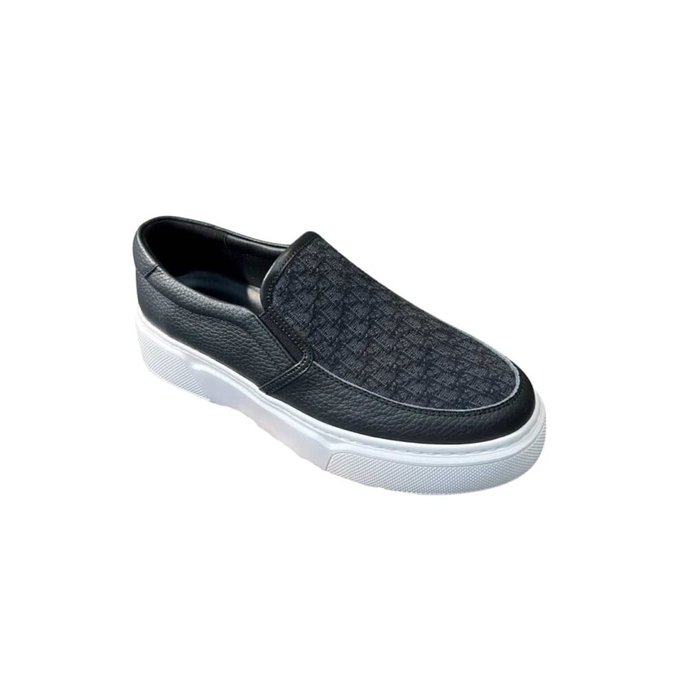 DIOR MEN’S SLIP ON LEATHER AND CALFSKIN BLACK