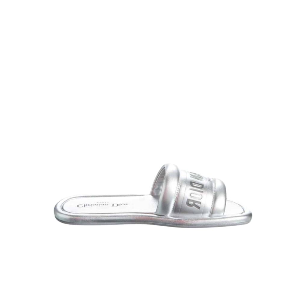 DIOR EVERY D SLIDE EMBOSSED SILVER