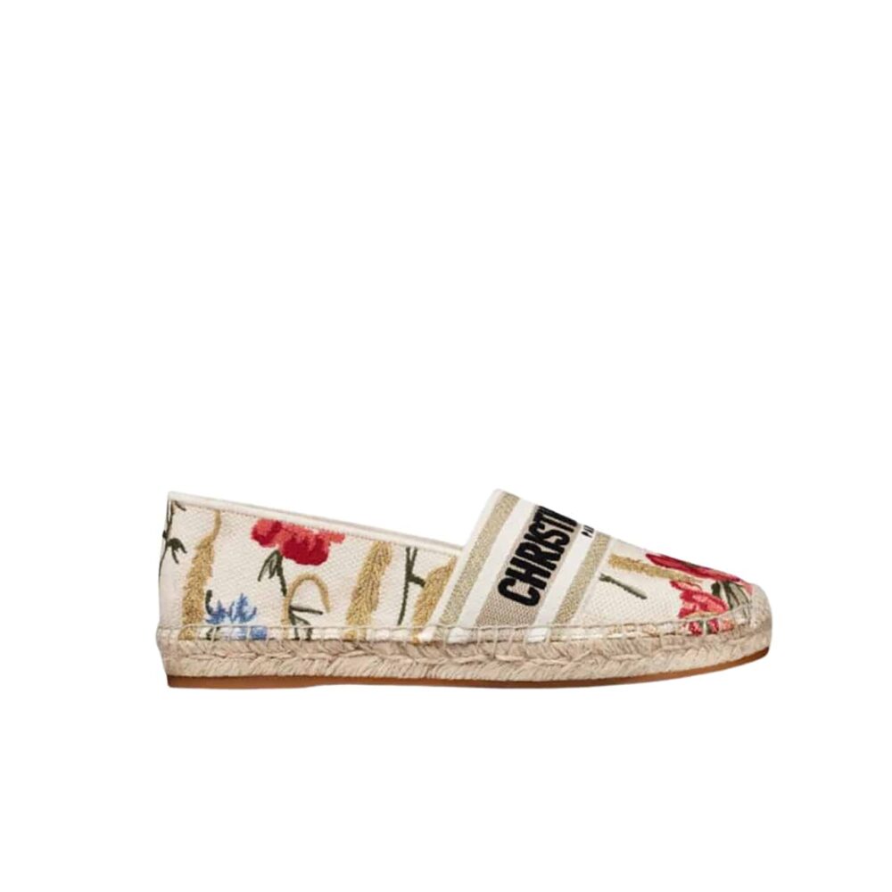 DIOR GRANVILLE ESPADRILLE COTTON WITH HIBISCUS EMBROIDERY MULTICOLOR