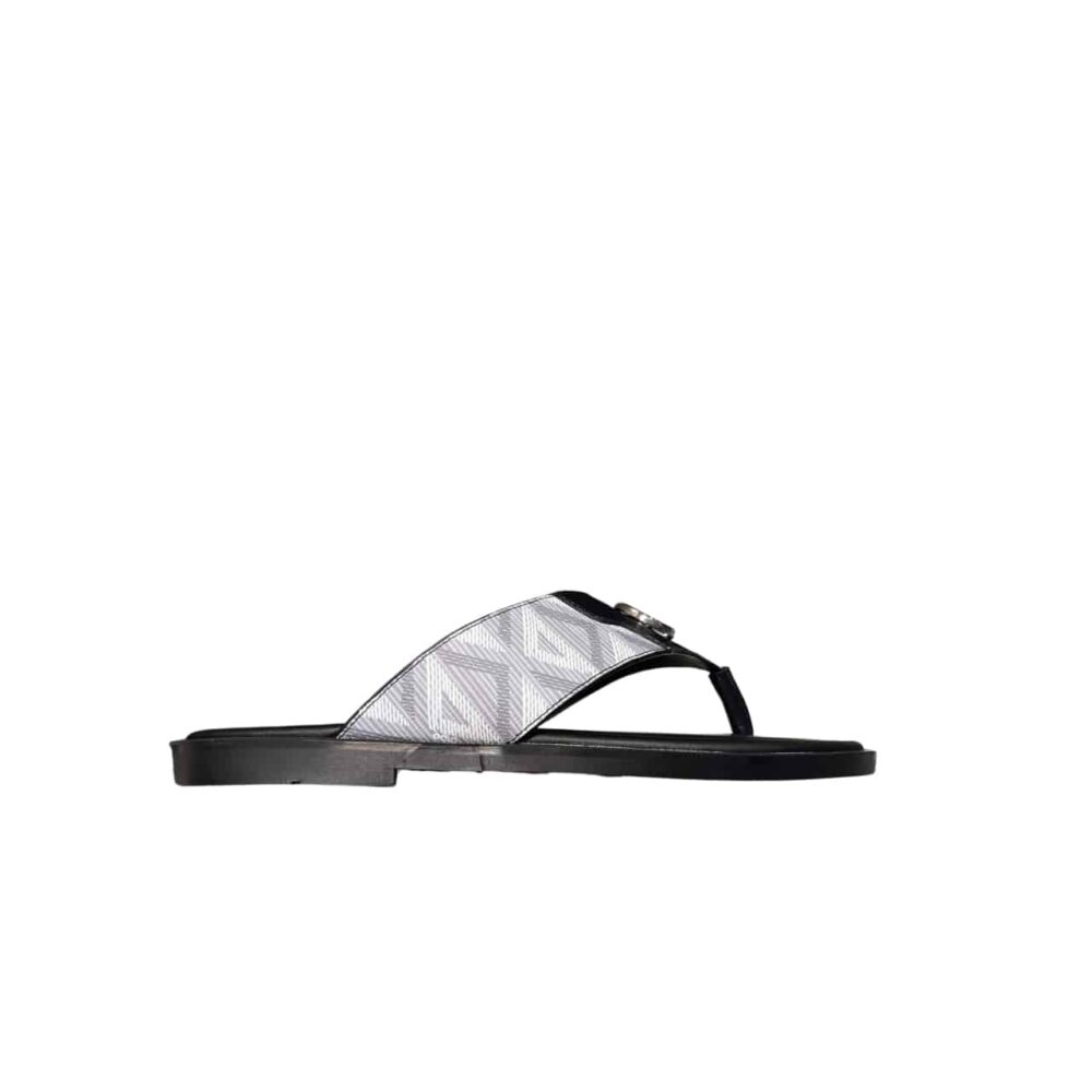 DIOR ALIAS SLIPPER SANDAL CD LOGO GRAINED DIAMOND CANVAS GRAY
