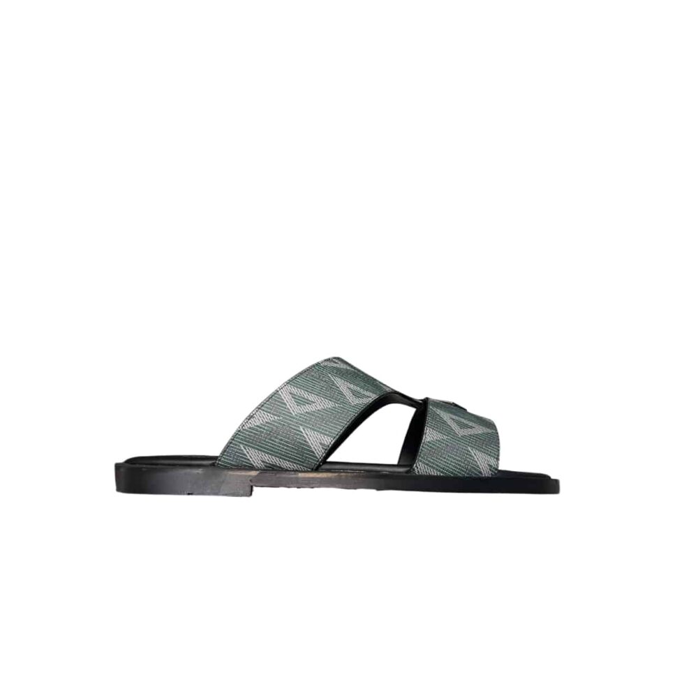 DIOR ALIAS SLIPPER SANDAL CD LOGO GRAINED DIAMOND CANVAS GREEN