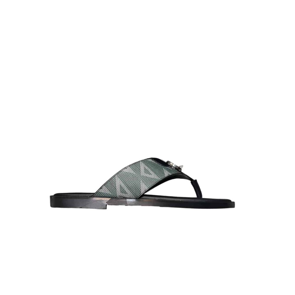DIOR ALIAS SLIPPER SANDAL CD LOGO GRAINED DIAMOND CANVAS GREEN