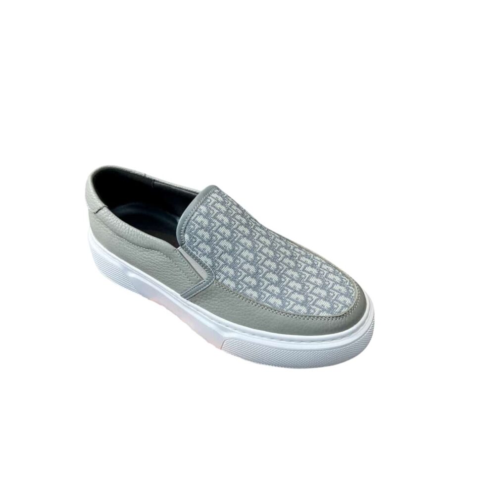 DIOR MEN’S SLIP ON LEATHER AND CALFSKIN GREY