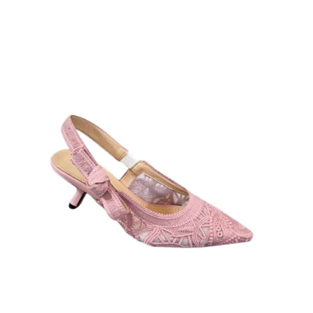 DIOR J'ADIOR SLINGBACK PUMP TRANSPARENT MESH EMBROIDERED WITH BUTTERFLY MOTIF PINK