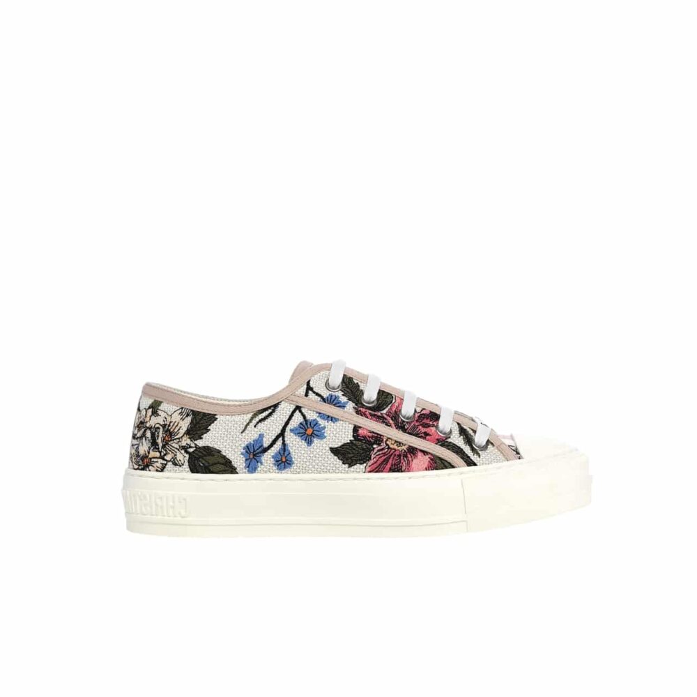 DIOR WALK'N DIOR ROSA MUTABILIS EMBROIDERED COTTON SNEAKERS