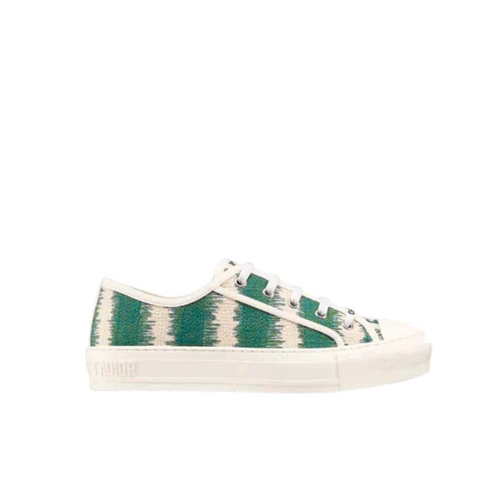DIOR WALK'N'DIOR SNEAKER D-STRIPES EMBROIDERED COTTON GREEN