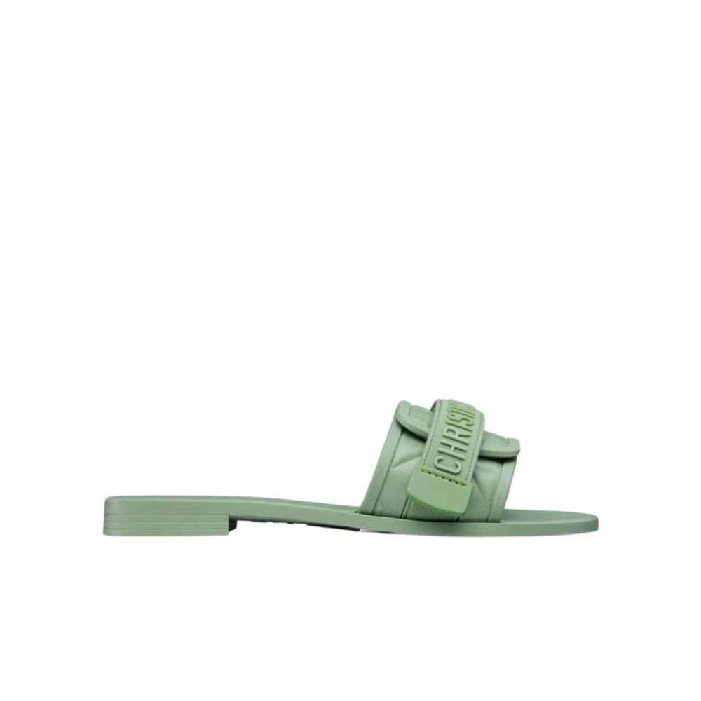 DIOR DIO(R)EVOLUTION NYLON SLIDES EMBOSSED MACROCANNAGE GREEN