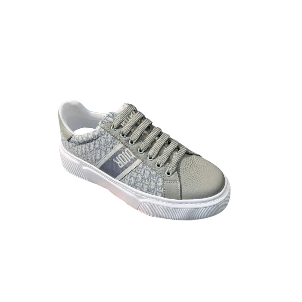 DIOR MEN'S SNEAKER CD EMBROIDERED CANVAS LOW GREY