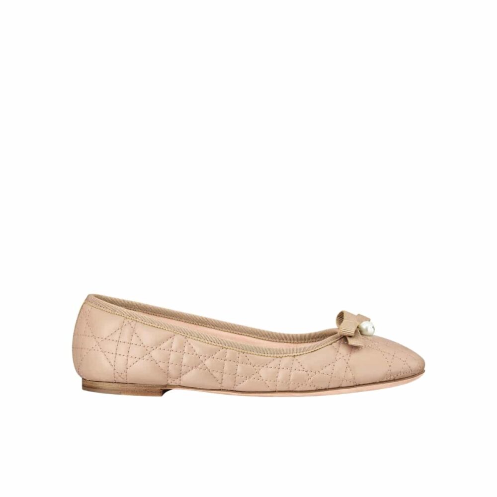 DIOR BALLET FLAT NUDE QUILTED CANNAGE CALFSKIN KDB877CQC S21U