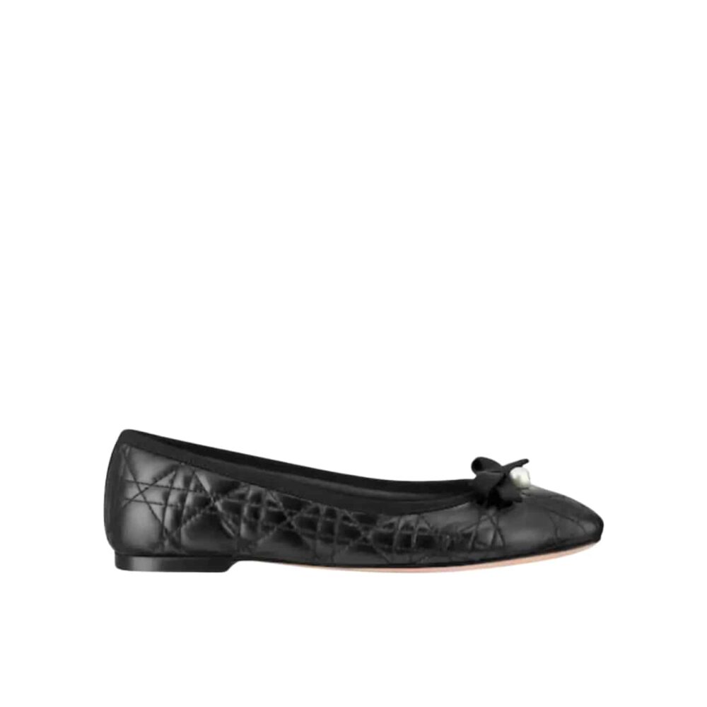 DIOR BALLET FLAT BLACK QUILTED CANNAGE CALFSKIN KDB877CQC S900