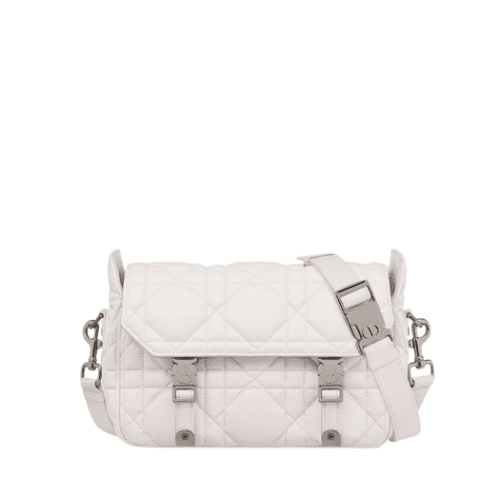 DIOR CAMP BAG WHITE MACROCANNAGE CALFSKIN 23CM M1243BMIG M030