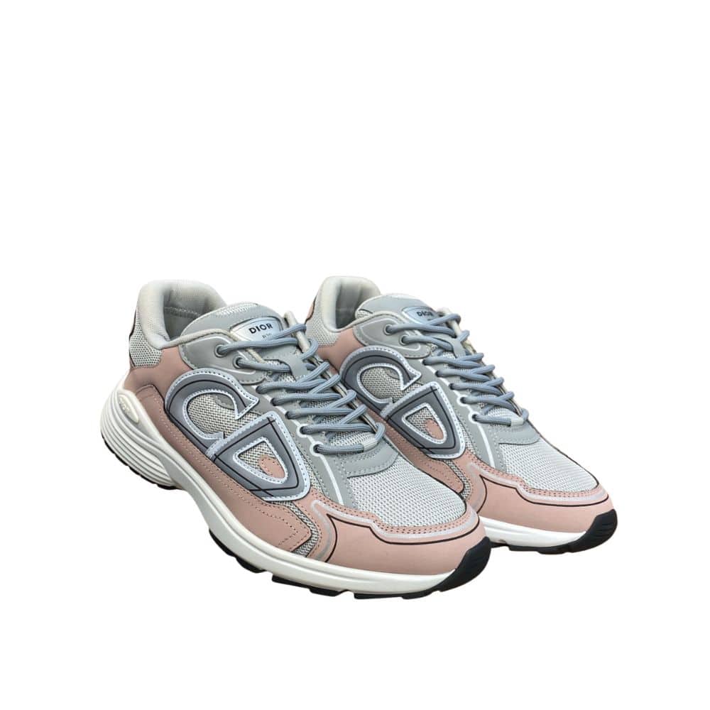 DIOR B30 SNEAKER TECHNICAL FABRIC GREY MESH WITH PINK