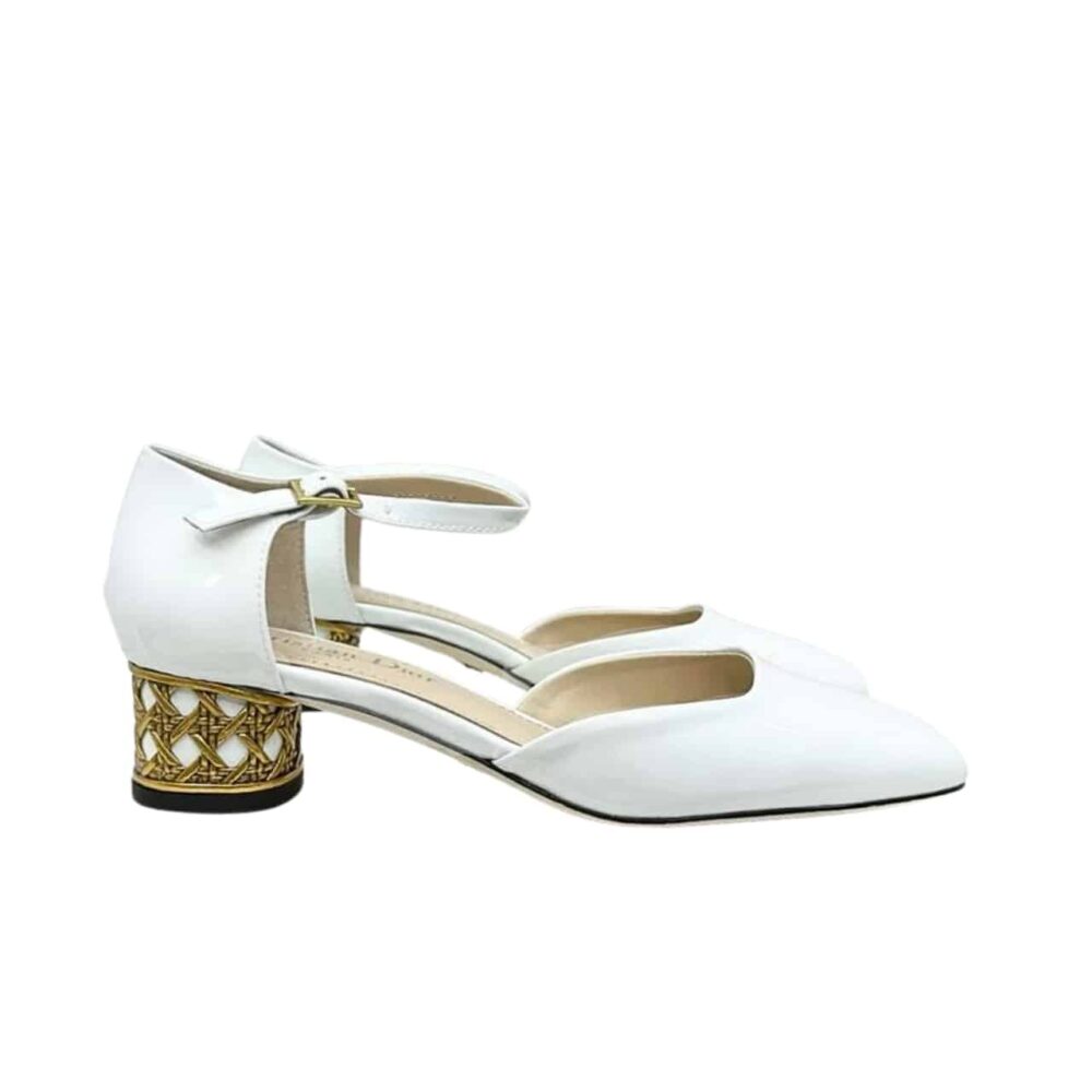 DIOR MARY JANE PUMPS WITH METAL HEEL WHITE