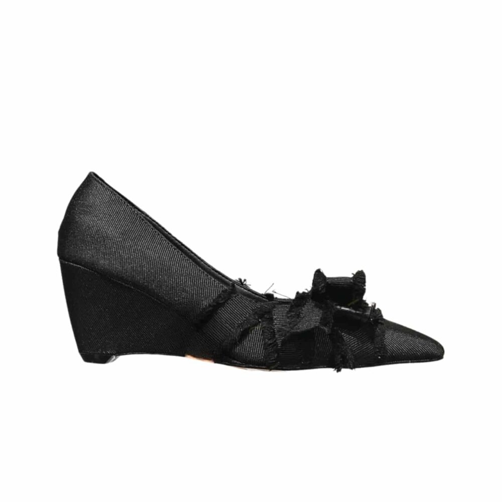 DIOR ADIORABLE PUMPS FRINGED GROSGRAIN IN BLACK