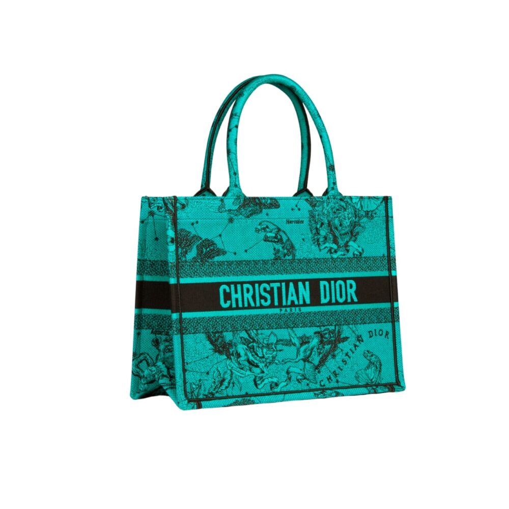 DIOR LARGE BOOK TOTE GREEN TOILE DE JOUY ZODIAC EMBROIDERY 42CM M1296ZRHZ_M924
