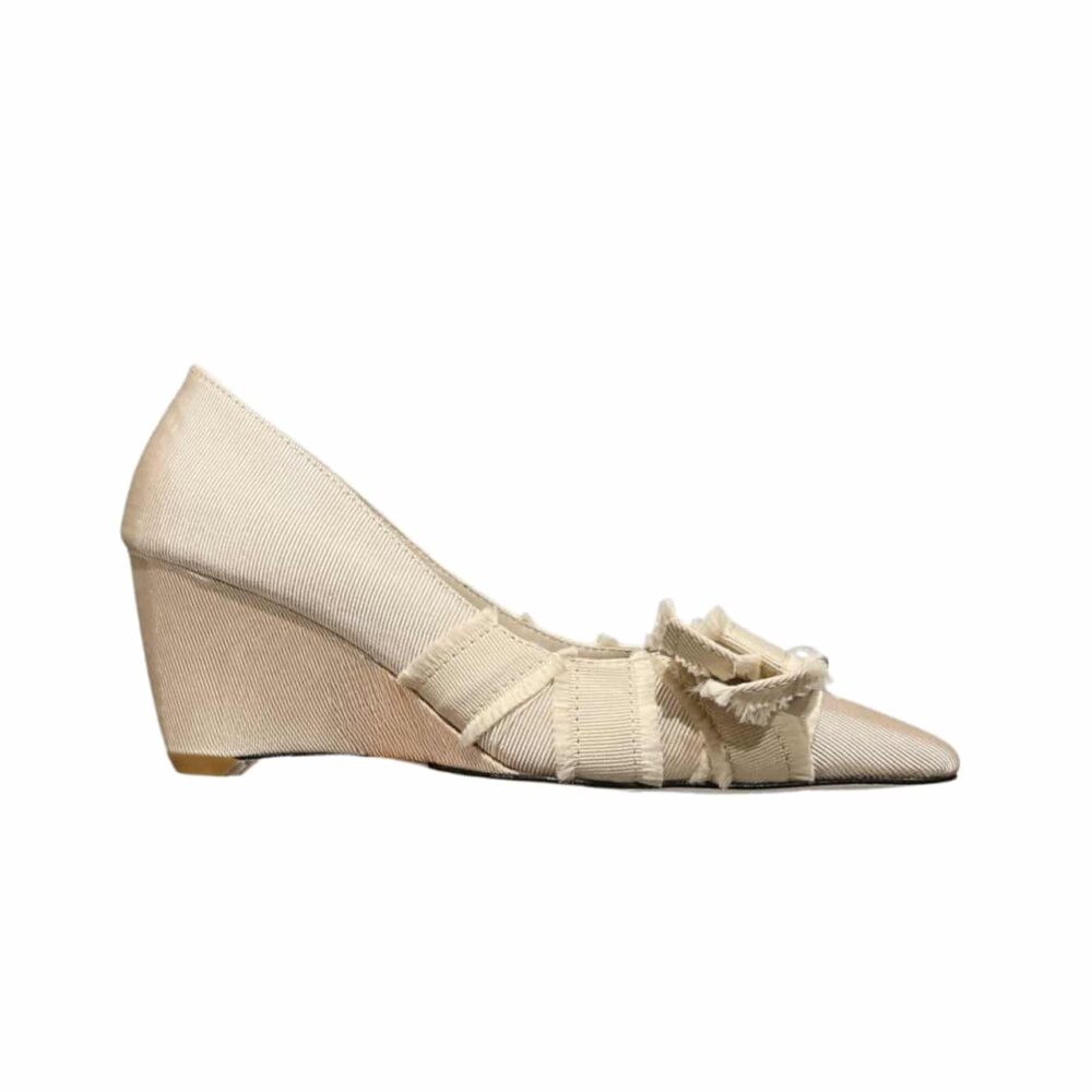 DIOR ADIORABLE PUMPS FRINGED GROSGRAIN IN BEIGE
