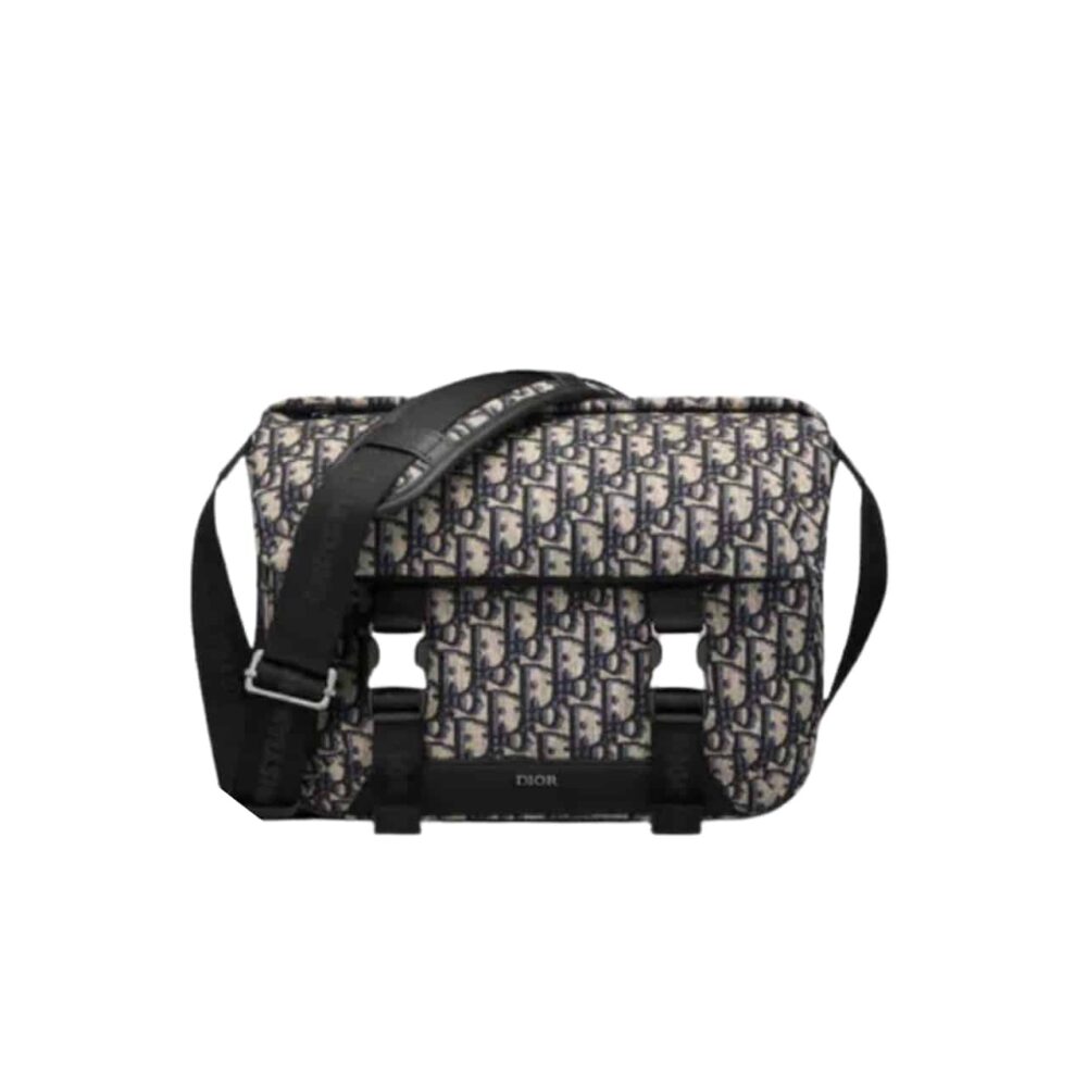 DIOR EXPLORER MESSENGER BAG BEIGE AND BLACK OBLIQUE JACQUARD 1ESME061YKYH27E