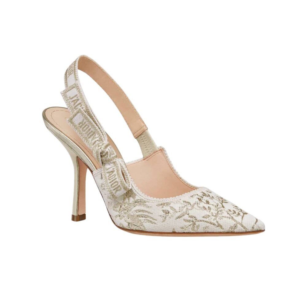 DIOR J'ADIOR SLINGBACK PUMP WHITE AND GOLD TONE KDP920LJE S09W