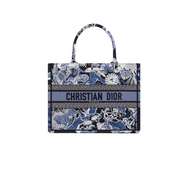 DIOR MEDIUM BOOK TOTE BLUE MULTICOLOR DIOR ZODIAC FANTASTICO EMBROIDERY 36CM M1296ZRZA M928