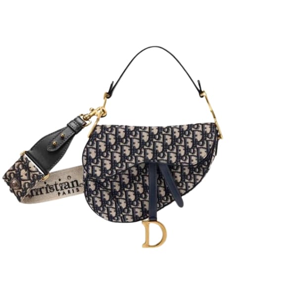 DIOR SADDLE BAGGRAY OBLIQUE EMBROIDERY BLACK