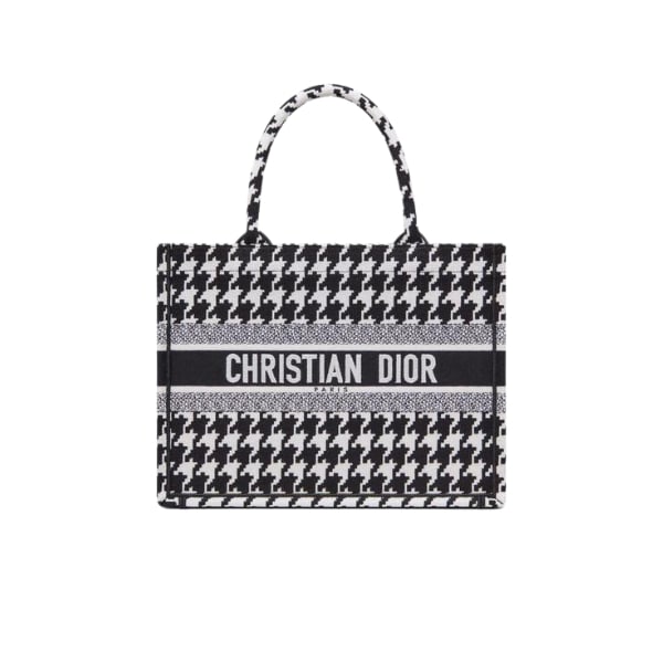 DIOR MEDIUM BOOK TOTE BLACK MACRO HOUNDSTOOTH EMBROIDERY/ 36CM M1296ZTQT M911