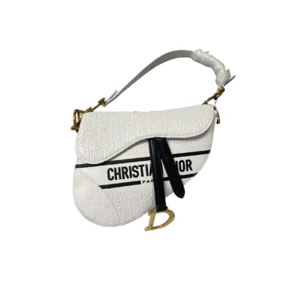 DIOR SADDLE WHITE OBLIQUE PERFORATED M0455CDDV 25CM