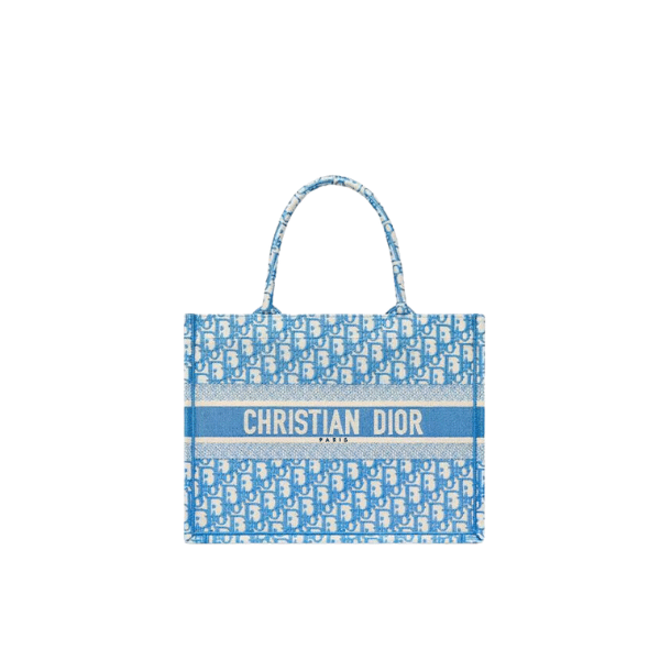 DIOR MEDIUM BOOK TOTE CORNFLOWER BLUE DIOR OBLIQUE EMBROIDERY 36CM M1296ZRIW M917