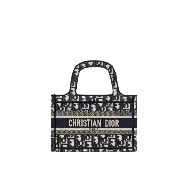 DIOR MINI BOOK TOTE BLUE DIOR OBLIQUE EMBROIDERY 22CM S5475ZRIW_M928
