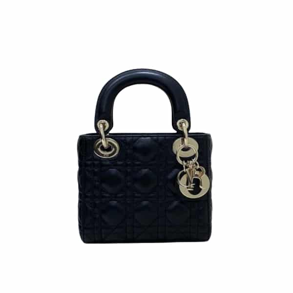 DIOR MEDIUM LADY BLUSH CANNAGE BAG BLACK 20CM M0565ONGE_M900