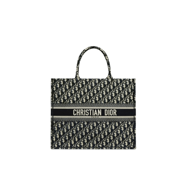 DIOR LARGE BOOK TOTE BLUE DIOR OBLIQUE EMBROIDERY 42CM M1286ZRIW M928