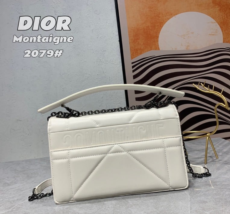 DIOR 30 MONTAIGNE CHAIN BAG WITH HANDLE WHITE 25CM M9215BNNA_M030 - Image 4