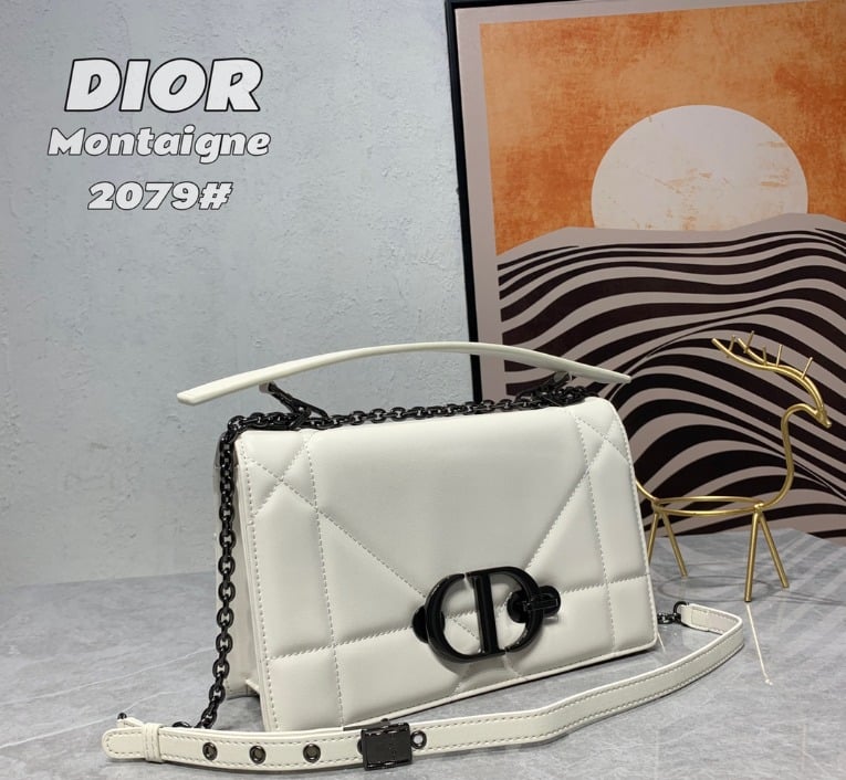 DIOR 30 MONTAIGNE CHAIN BAG WITH HANDLE WHITE 25CM M9215BNNA_M030 - Image 3