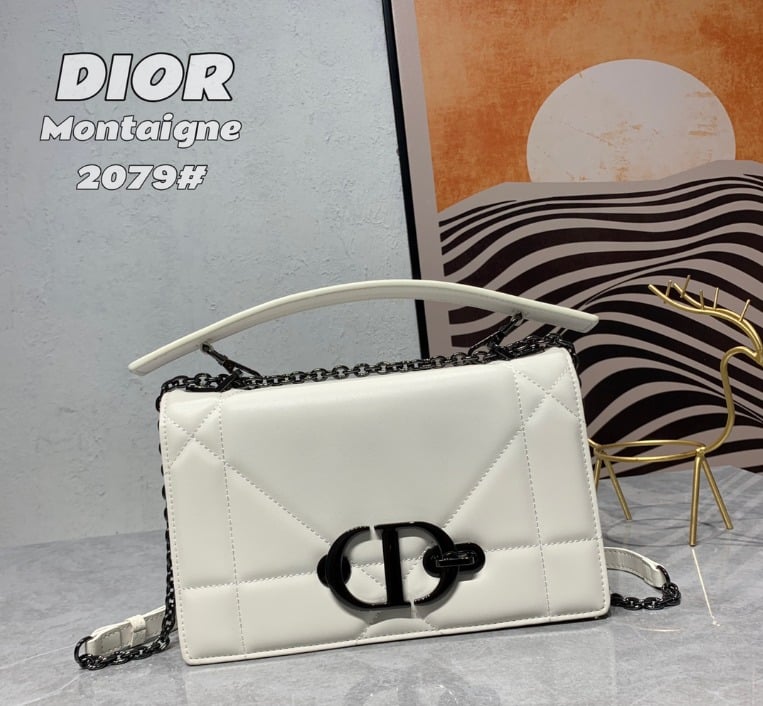 DIOR 30 MONTAIGNE CHAIN BAG WITH HANDLE WHITE 25CM M9215BNNA_M030 - Image 2