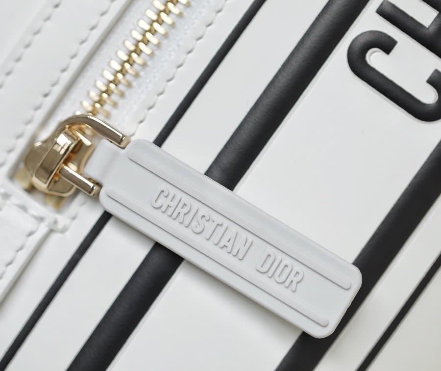 DIOR MEDIUM VIBE ZIP BOWLING BAG WHITE SMOOTH M6202OOBR_M879 - Image 6