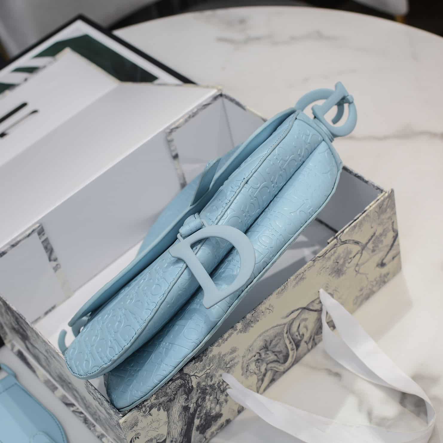 DIOR SADDLE OBLIQUE EMBOSSED BLUE - Image 5