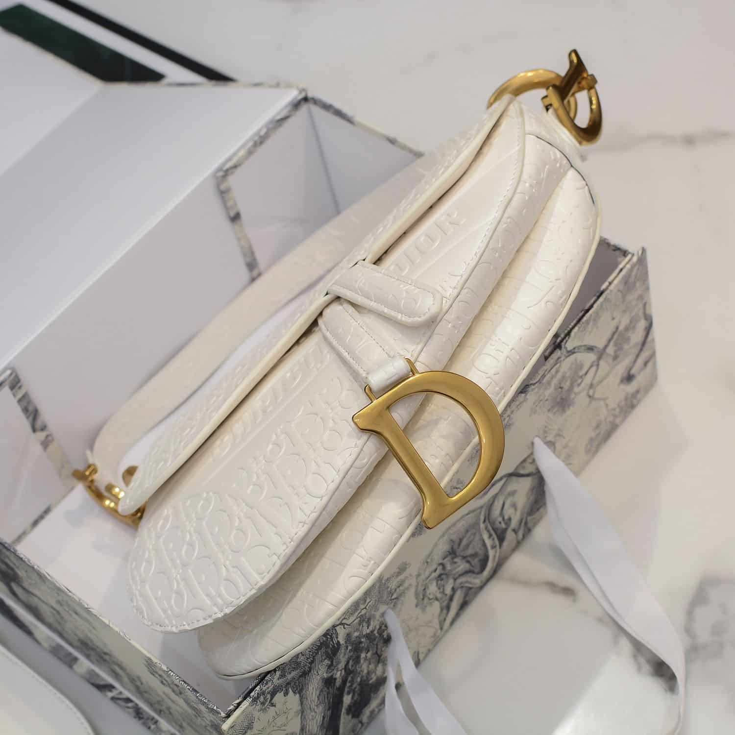 DIOR SADDLE OBLIQUE EMBOSSED WHITE - Image 8