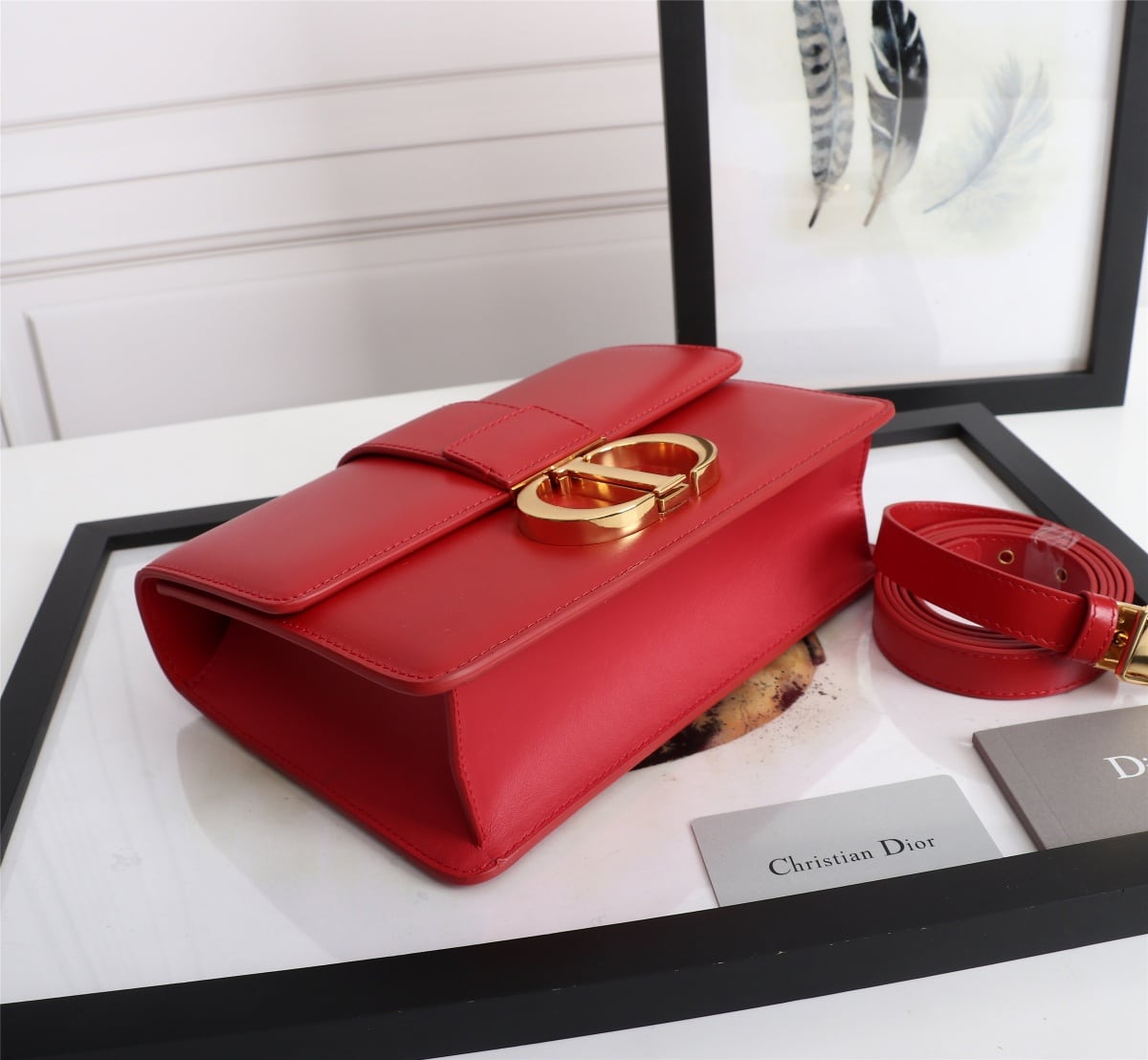 DIOR 30 MONTAIGNE LATTE BOX CALFSKIN RED 24CM - Image 6