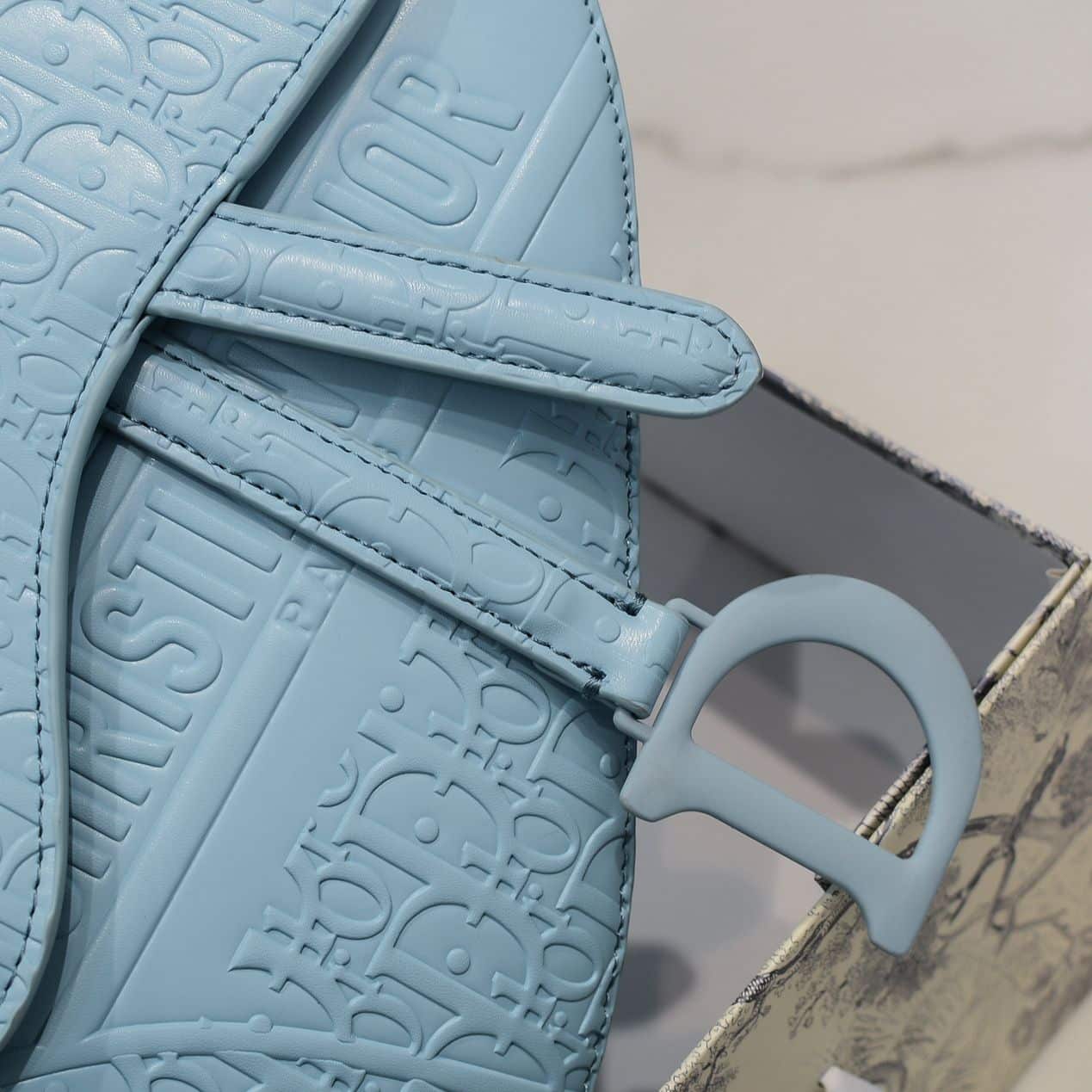 DIOR SADDLE OBLIQUE EMBOSSED BLUE - Image 6