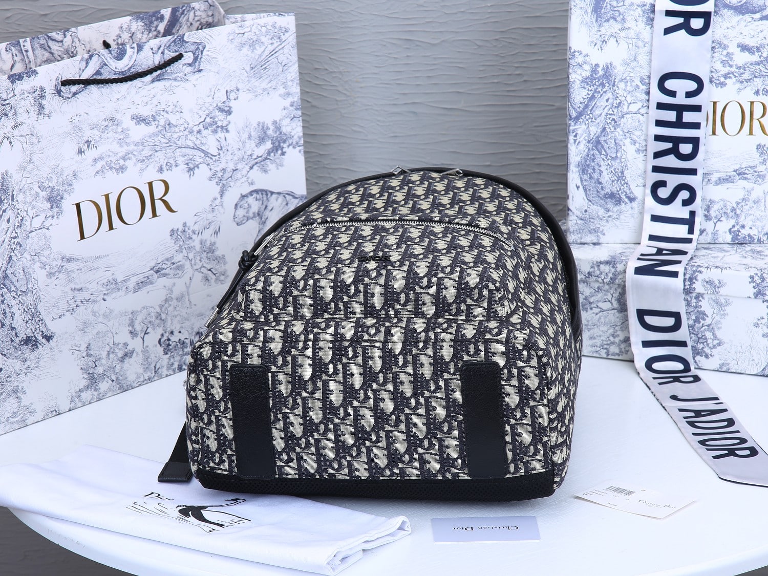 DIOR RIDER BACKPACK OBLIQUE JACQUARD BEIGE AND BLACK 40CM - Image 9