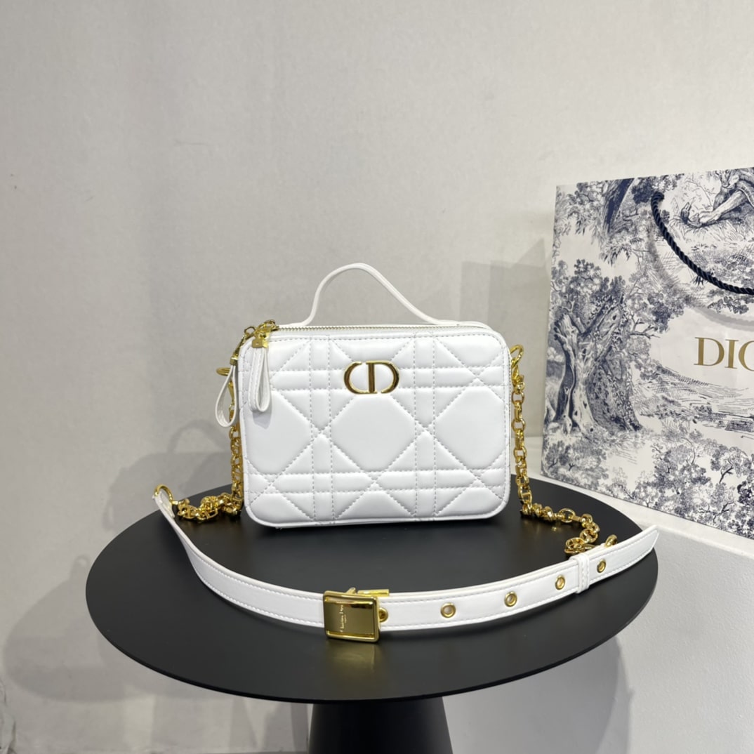 DIOR CARO BOX BAG WITH CHAIN WHITE 19.5CM S5140UNGX_M77P - Image 2