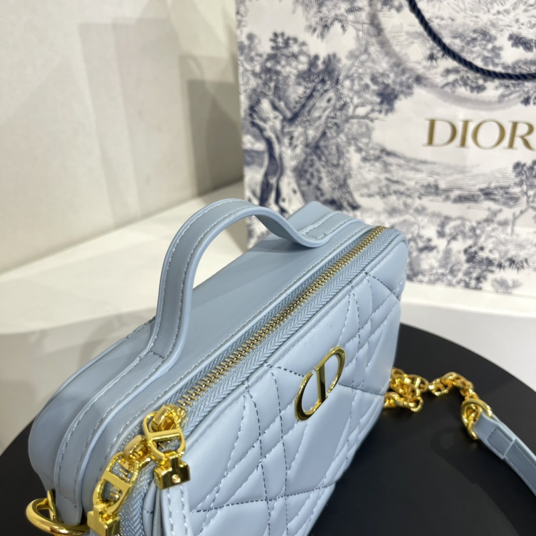 DIOR CARO BOX BAG WITH CHAIN BLUE 19.5CM S5140UNGX_M09Z - Image 5