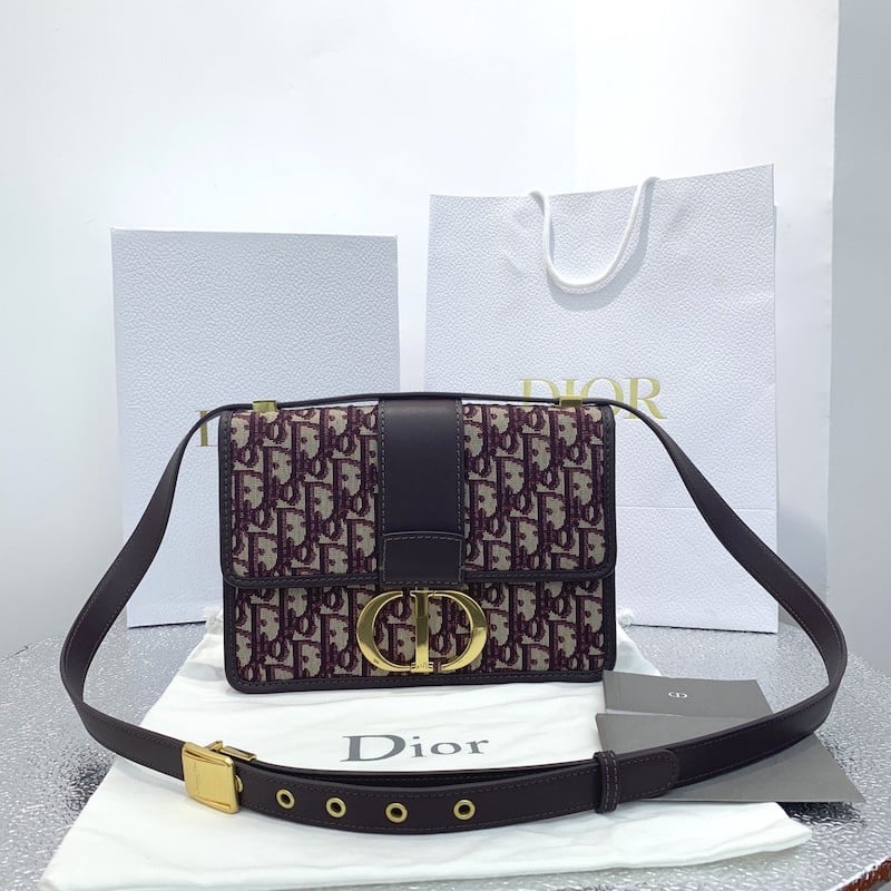 DIOR 30 MONTAIGNE BOX BURGUNDY DIOR OBLIQUE JACQUARD 24CM M9203UTZQ M974 - Image 9