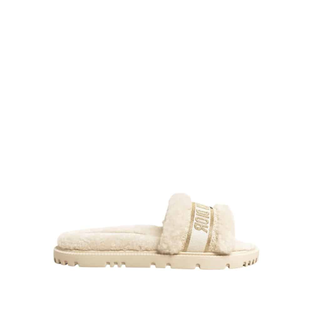 DIOR SHEARLING SLIDE NATURAL PLATINUM