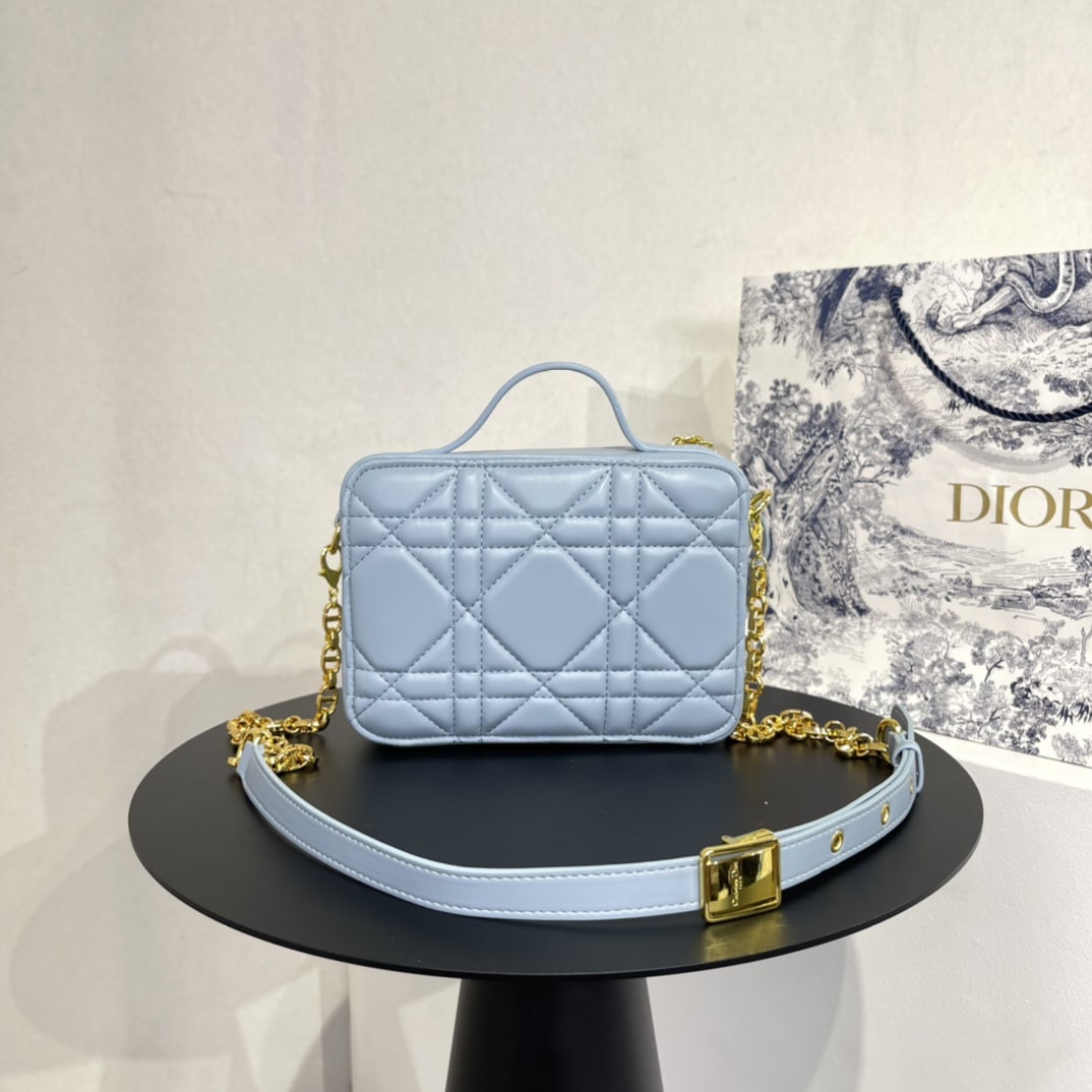 DIOR CARO BOX BAG WITH CHAIN BLUE 19.5CM S5140UNGX_M09Z - Image 3