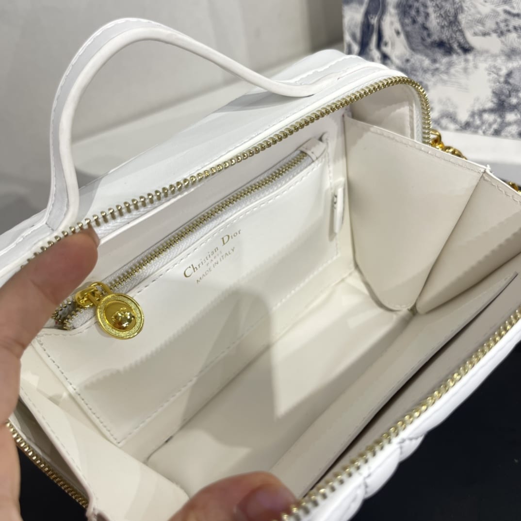 DIOR CARO BOX BAG WITH CHAIN WHITE 19.5CM S5140UNGX_M77P - Image 8
