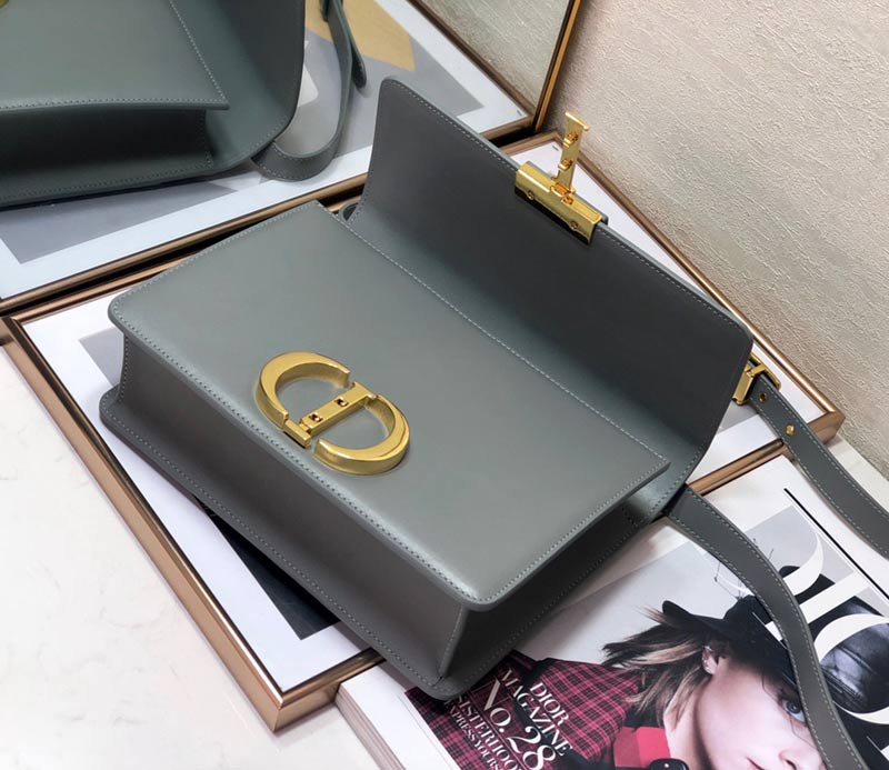 DIOR 30 MONTAIGNE GRAY BOX CALFSKIN 24CM M9203UMOS M41G - Image 9