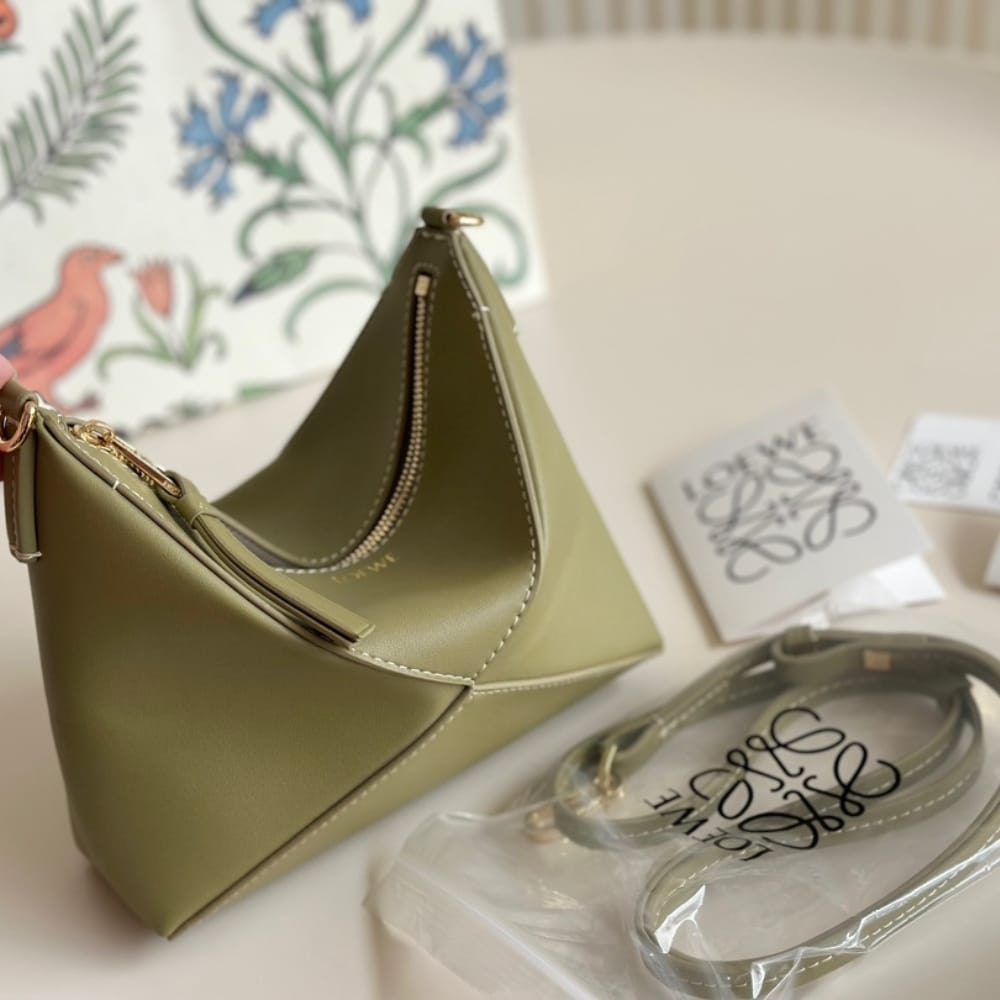 Loewe Puzzle Fold Pouch Clay Green 19cm C510PT1X01 9584 - Image 2